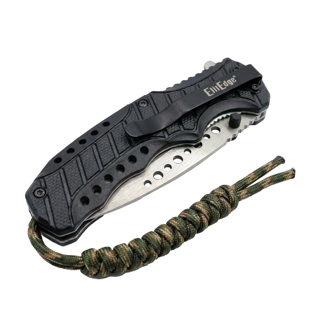 8.5" Spring Assisted Camo Knife with Paracord