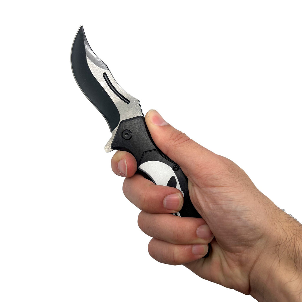 Spring Assisted Punisher Skull Knife