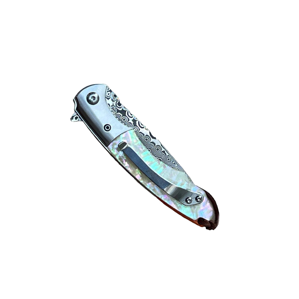 3.5" Ball Bearing Folding Knife w/ Drop Point Damascus Blade