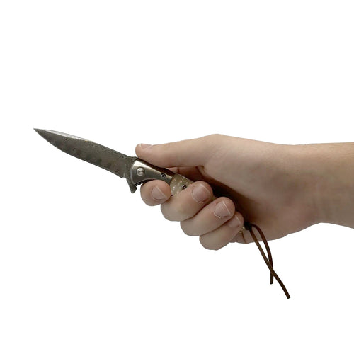 3.5" Ball Bearing Folding Knife w/ Drop Point Damascus Blade
