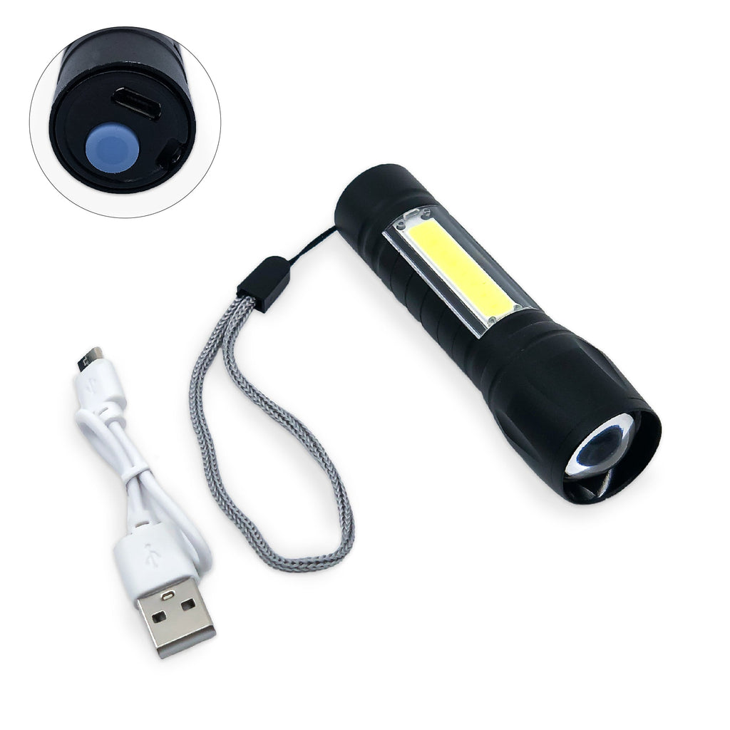 Tactical 110-Lumen Rechargeable Flashlight with COB Light