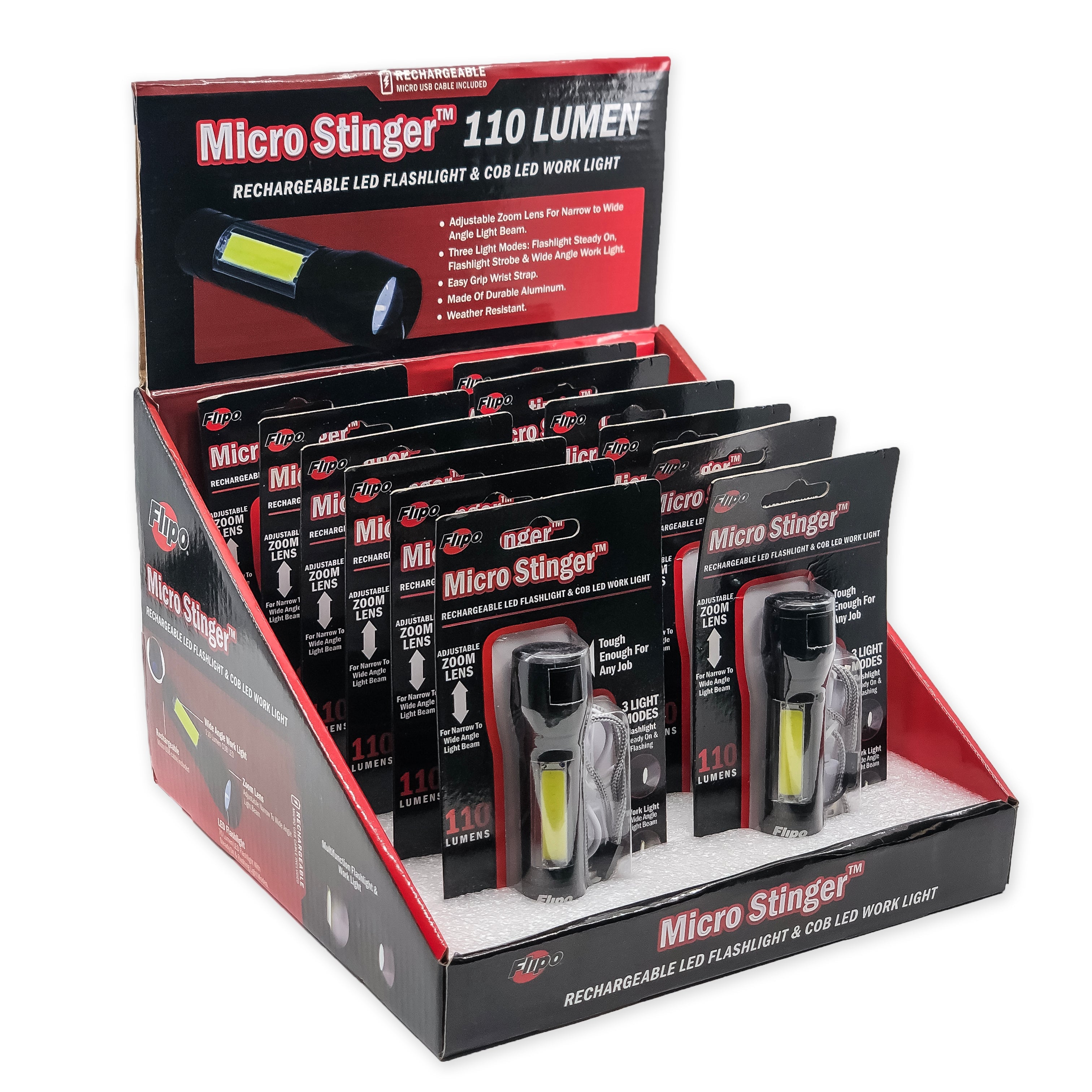 Tactical 110-Lumen Rechargeable Flashlight with COB Light