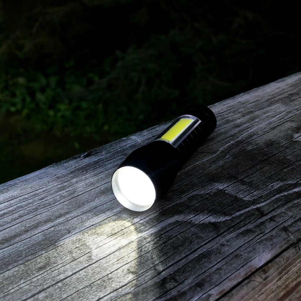 Tactical 110-Lumen Rechargeable Flashlight with COB Light