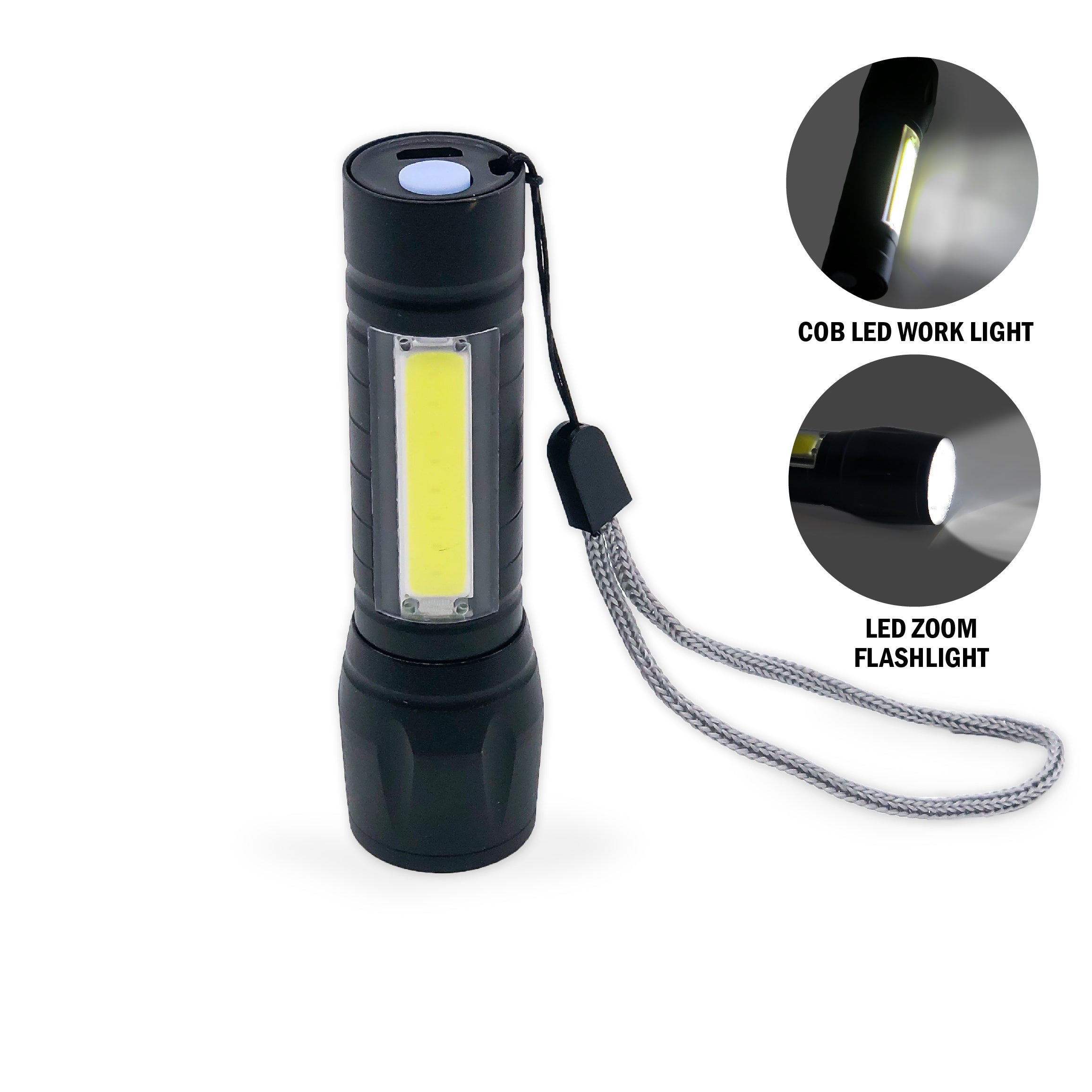Tactical 110-Lumen Rechargeable Flashlight with COB Light