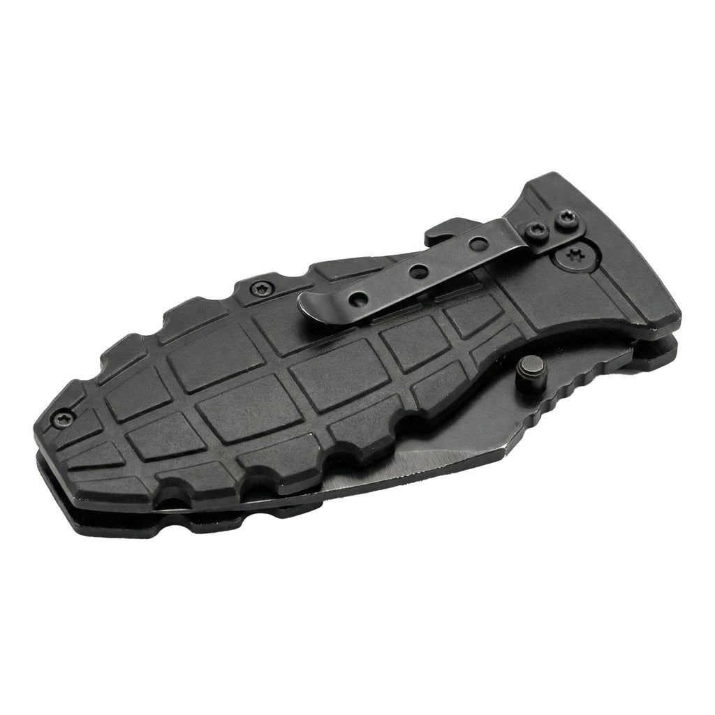 Black folding knife on a white background