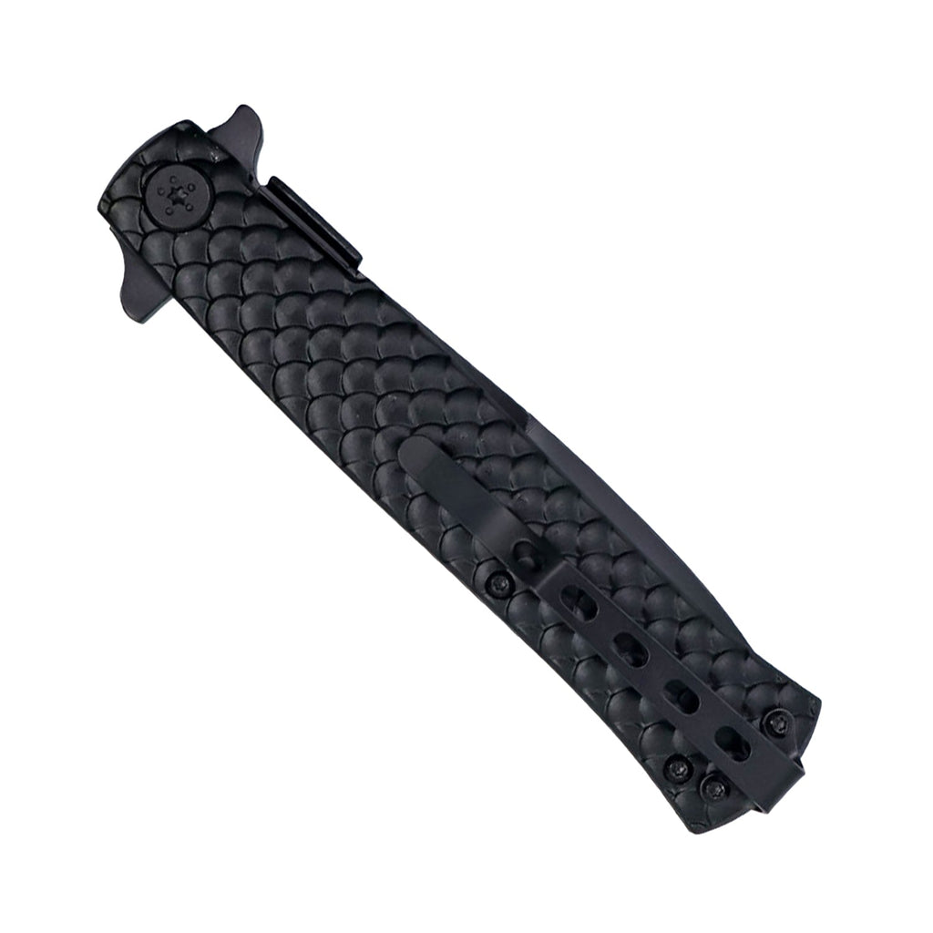 9" Spring Assisted Stiletto Knife with Fish Scale Handle