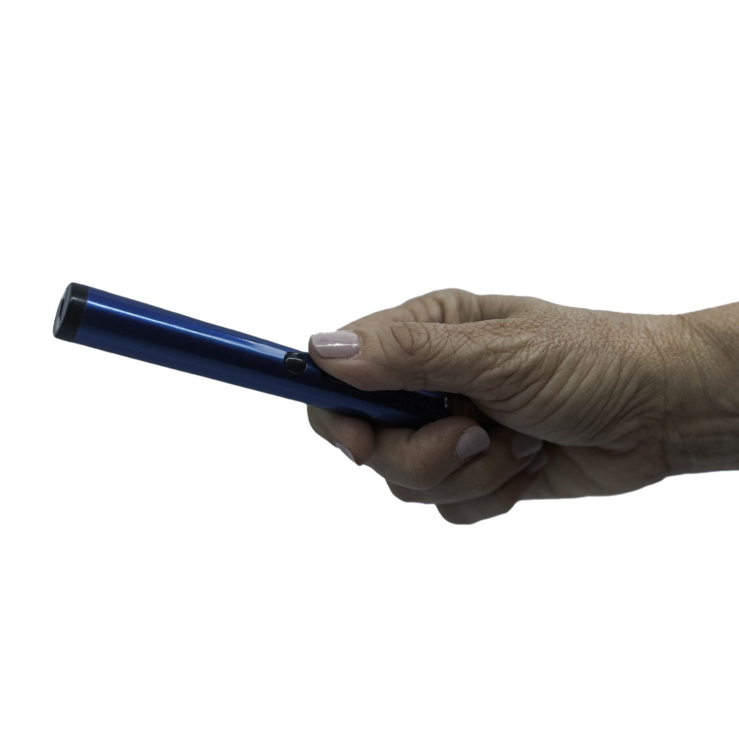 Streetwise disguised stun pen blue self-defense product in hand
