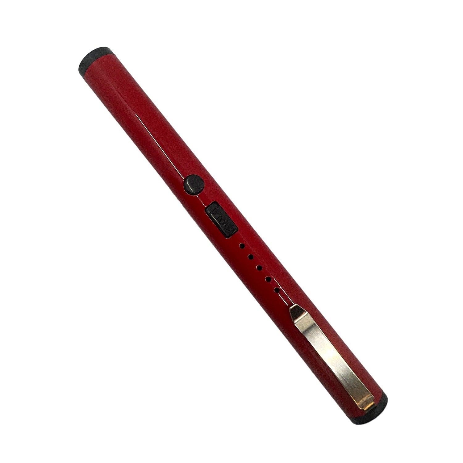 Streetwise disguised red stun pen with battery charging light indicators and metal clip for wholesale bulk ordering