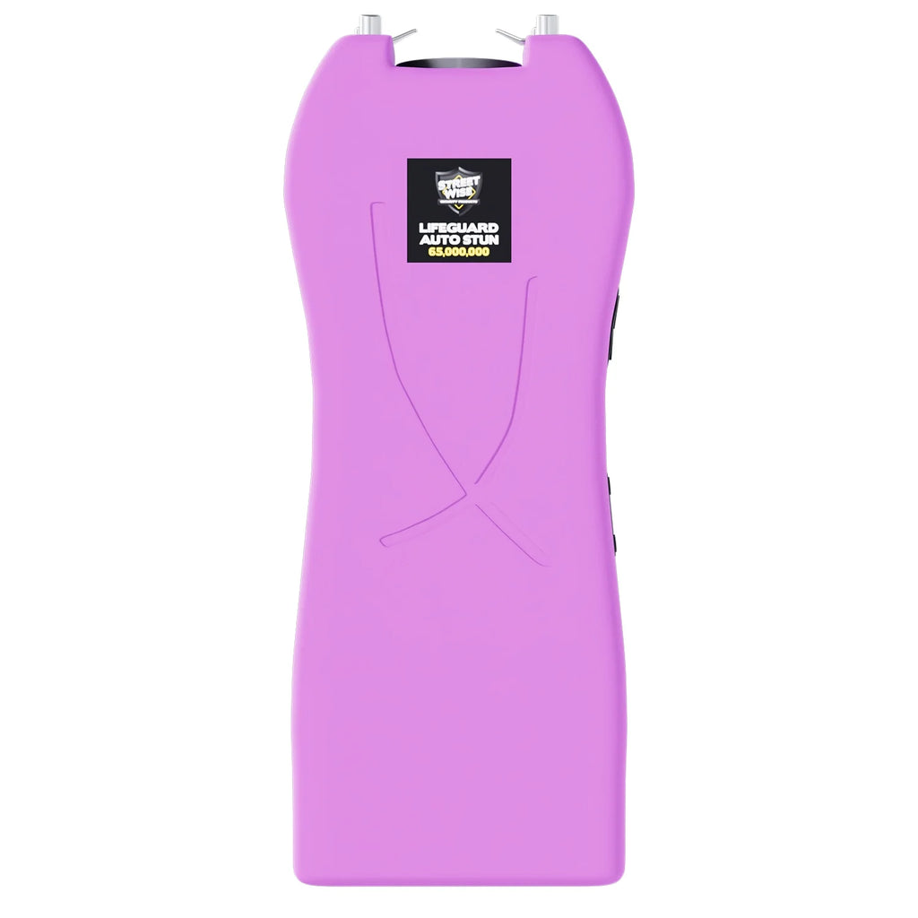 Streetwise light purple Lifeguard Auto Stun Gun full front view with Streetwise Security logo