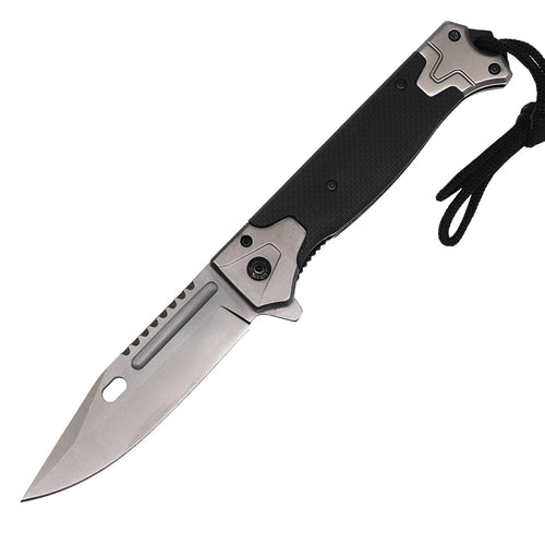 Wholesale 5 inch spring assisted titanium folding knife open with stainless blade and lanyard