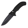 Wholesale spring assisted folding knife with axis lock open, black blade and textured handle